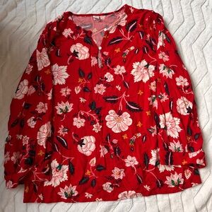 Old Navy Red Floral Blouse